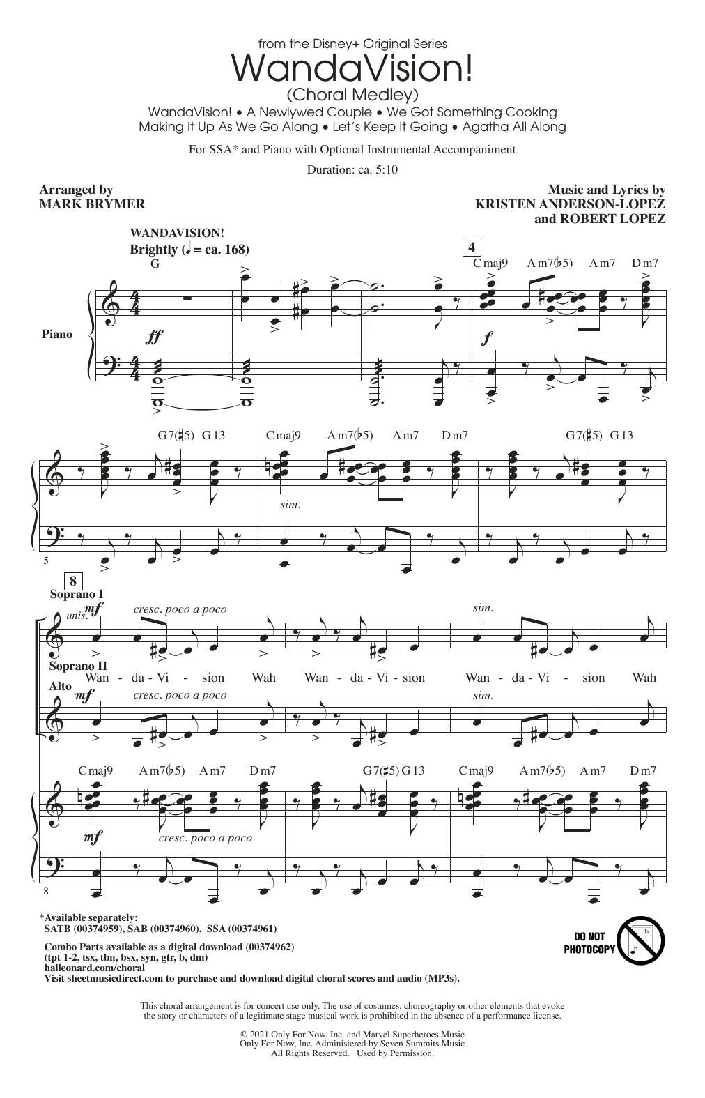 Download Kristen Anderson-Lopez & Robert Lope WandaVision! (Choral Medley) (arr. Mark Sheet Music