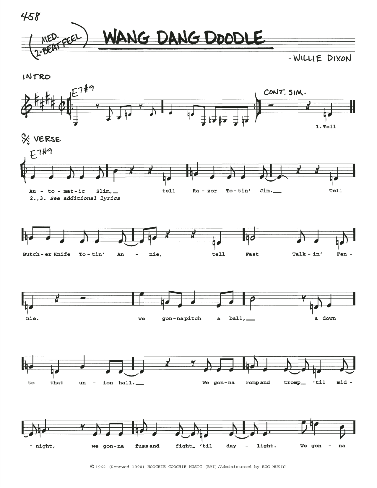 Download Willie Dixon Wang Dang Doodle Sheet Music