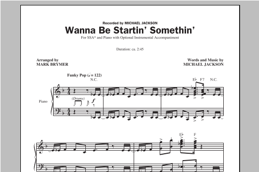 Download Mark Brymer Wanna Be Startin' Somethin' Sheet Music