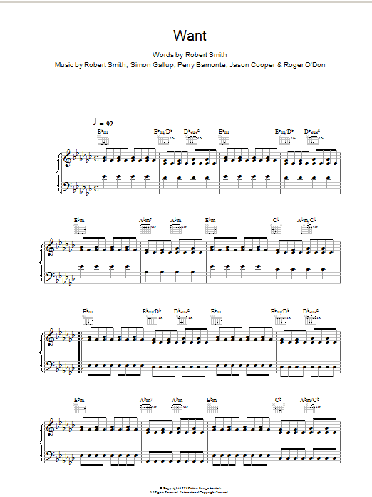 Download The Cure Want Sheet Music