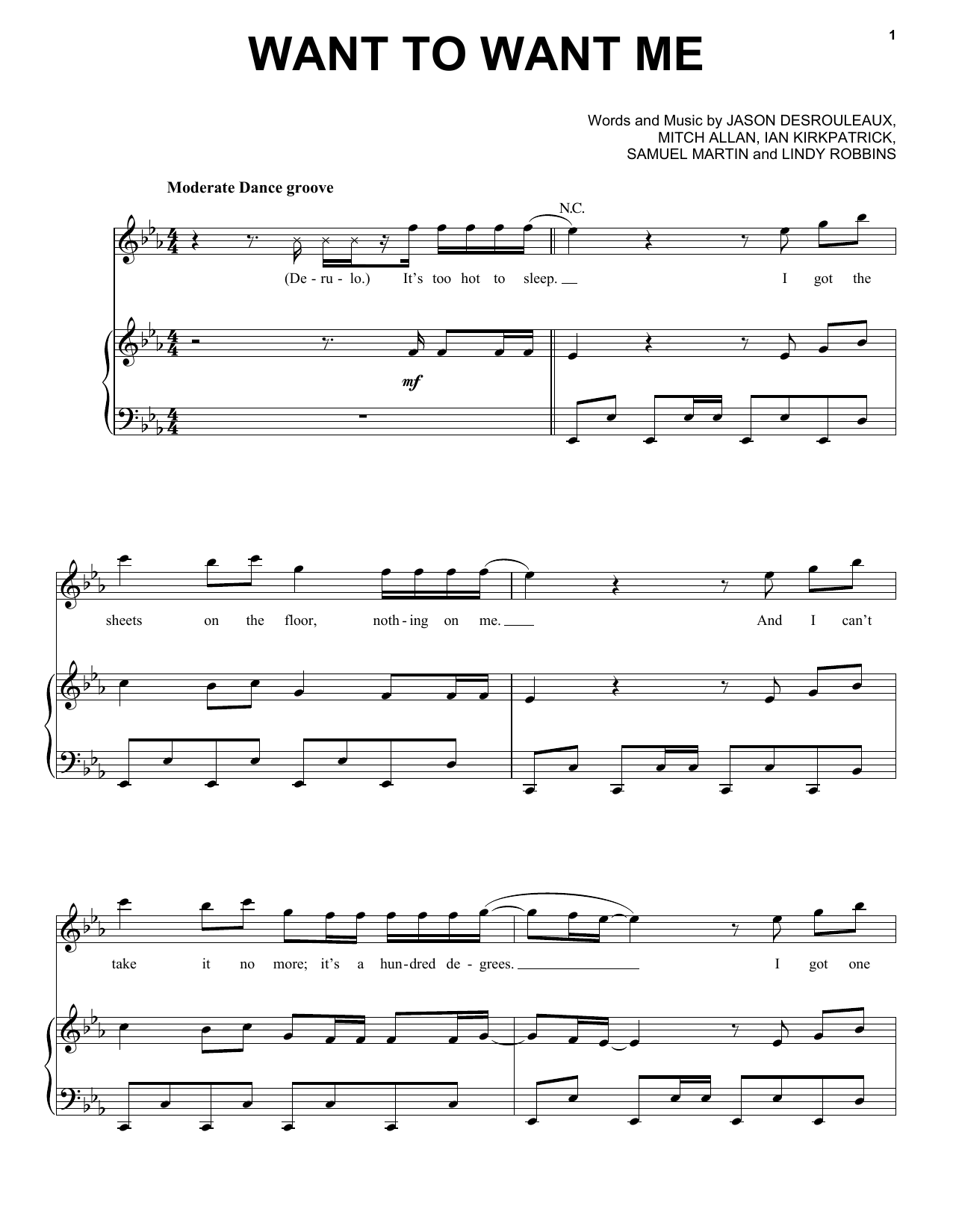 Download Jason Derulo Want To Want Me Sheet Music