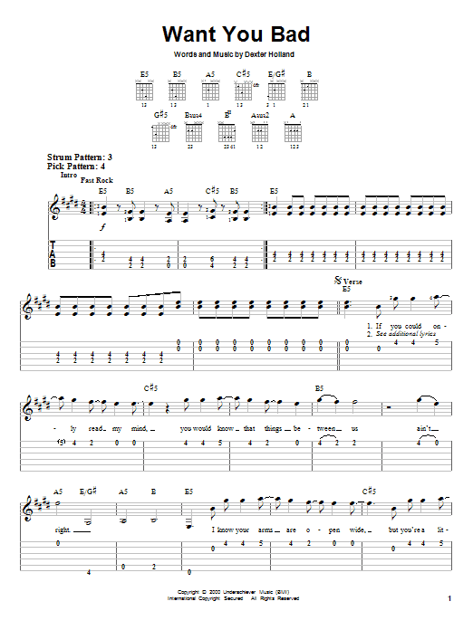 Download The Offspring Want You Bad Sheet Music