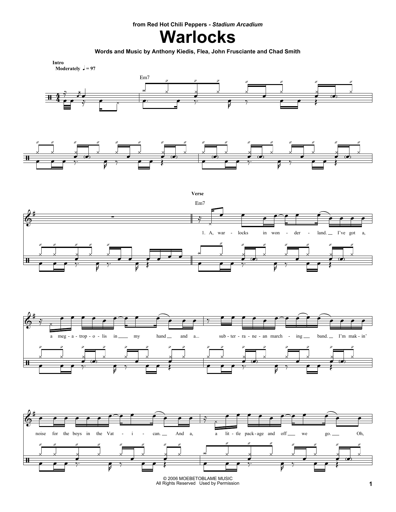 Download Red Hot Chili Peppers Warlocks Sheet Music