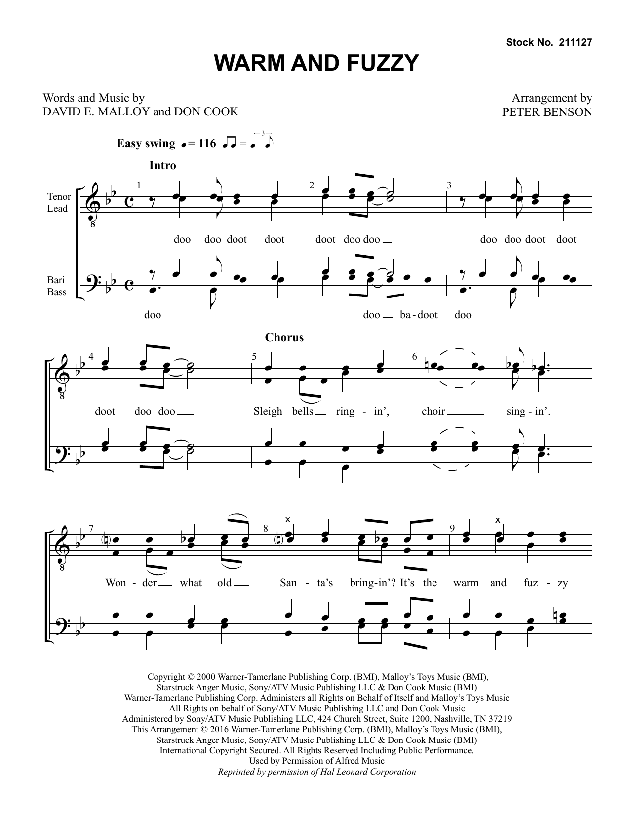 Download Billy Gilman Warm and Fuzzy (arr. Peter Benson) Sheet Music