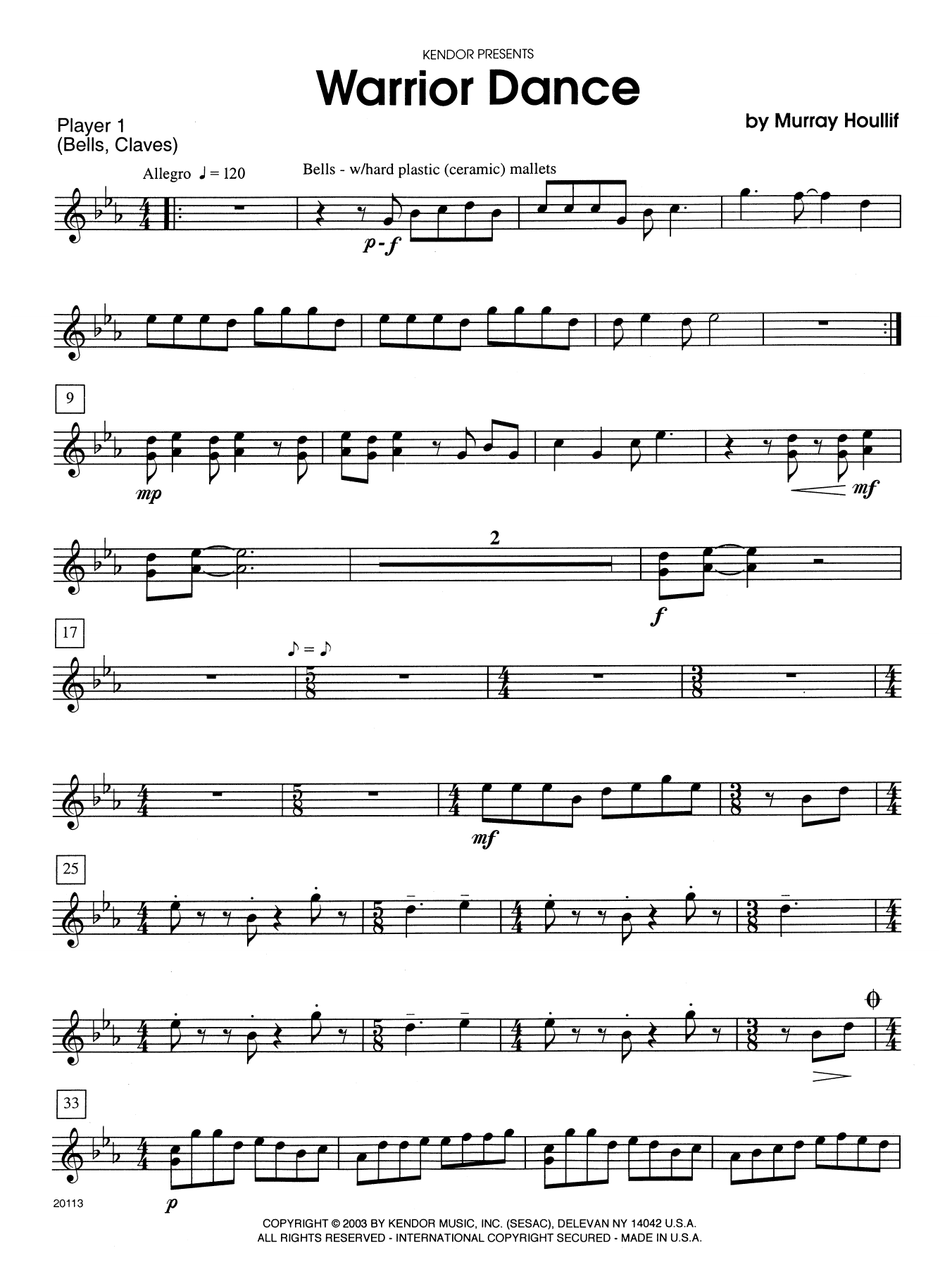 Download Murray Houllif Warrior Dance - Percussion 1 Sheet Music