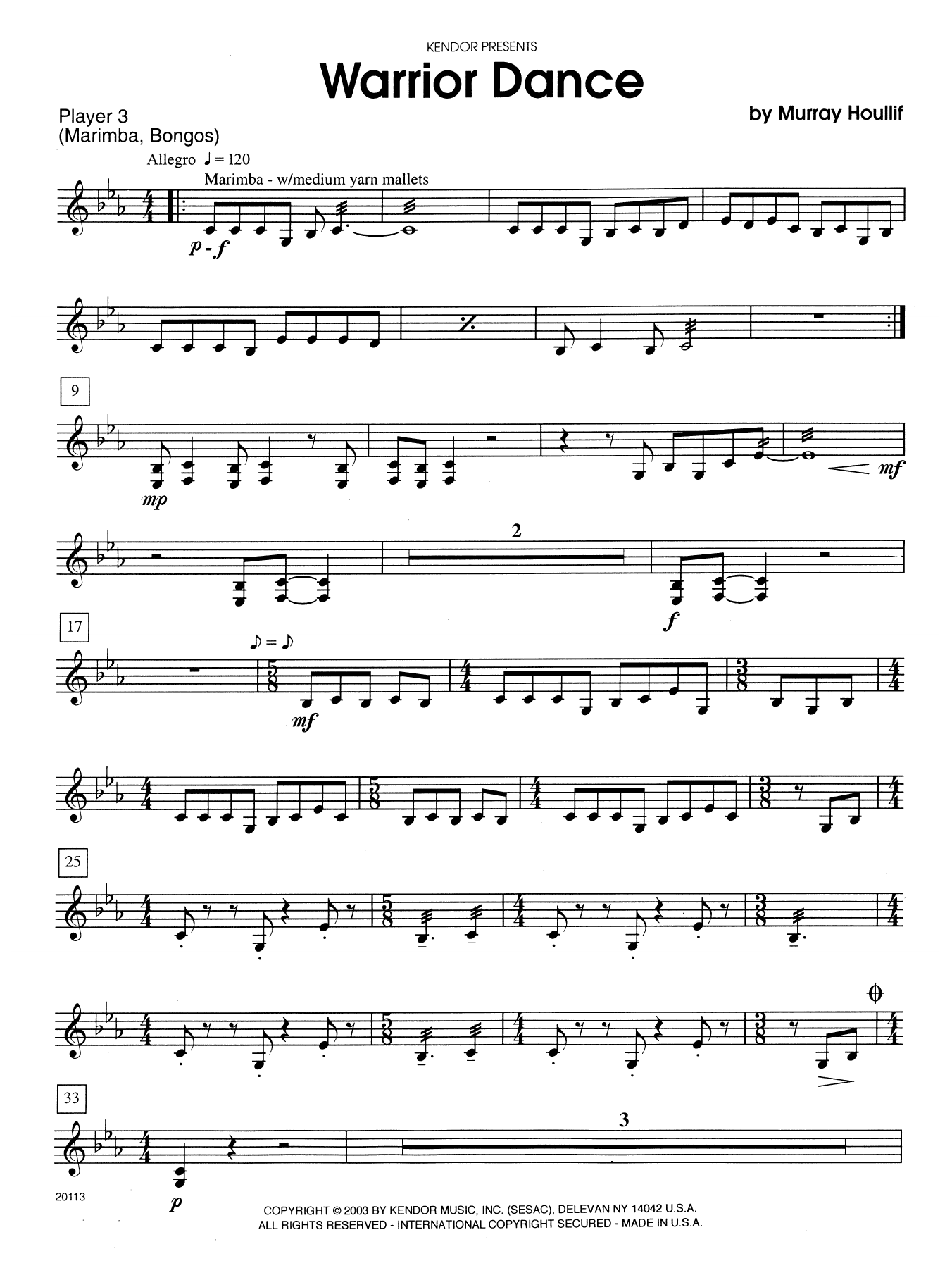 Download Murray Houllif Warrior Dance - Percussion 3 Sheet Music
