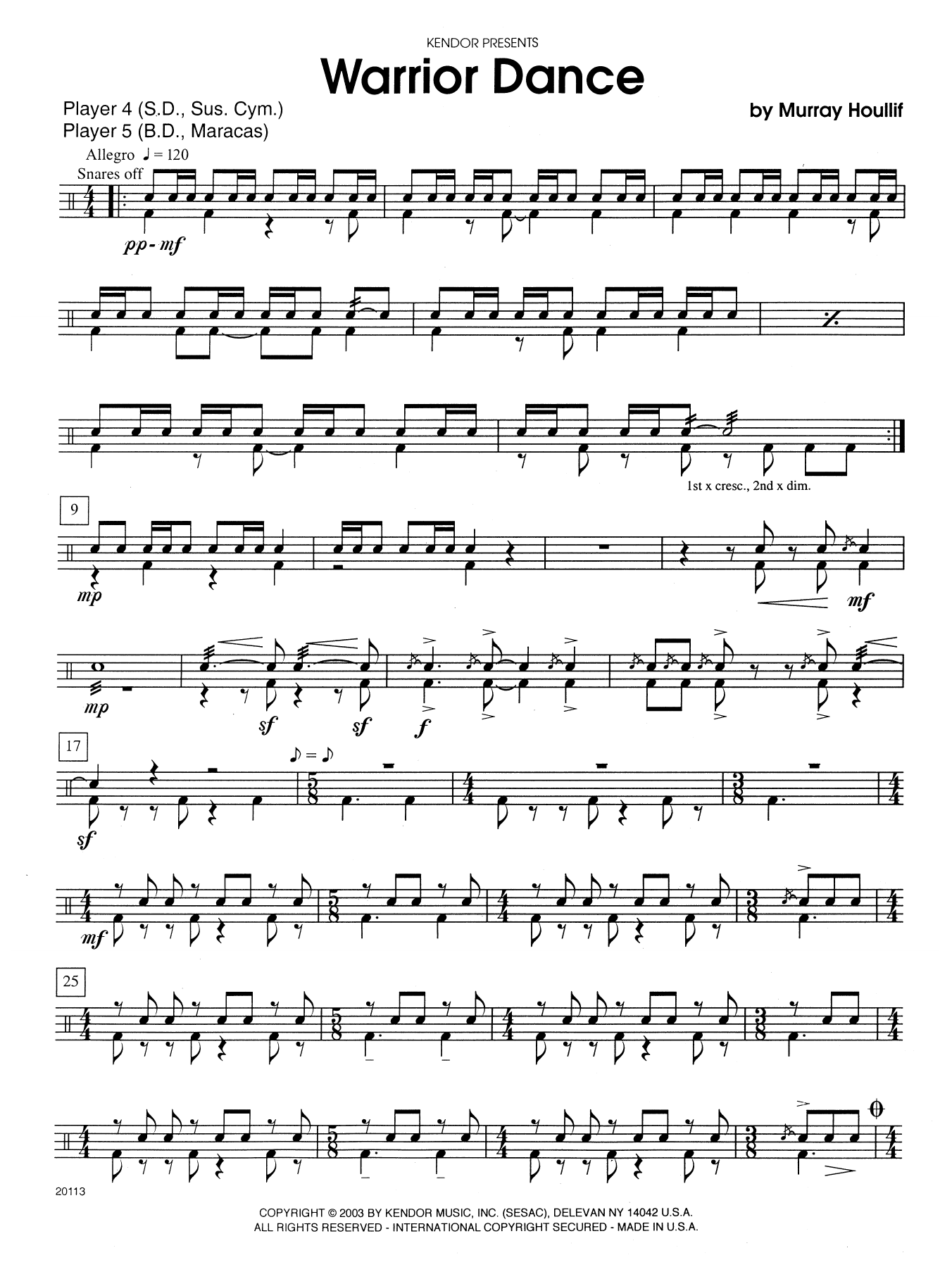 Download Murray Houllif Warrior Dance - Percussion 4 Sheet Music