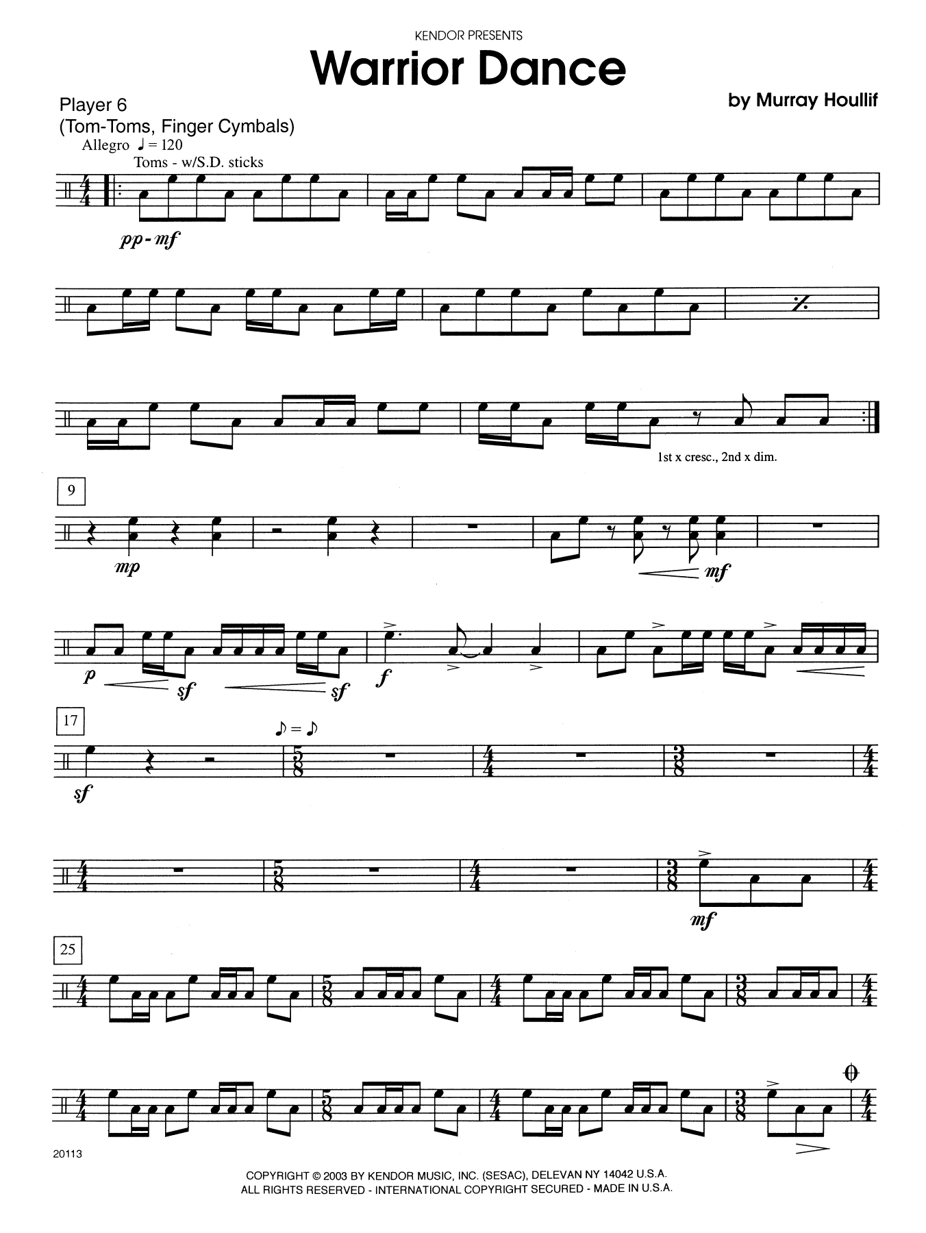 Download Murray Houllif Warrior Dance - Percussion 6 Sheet Music
