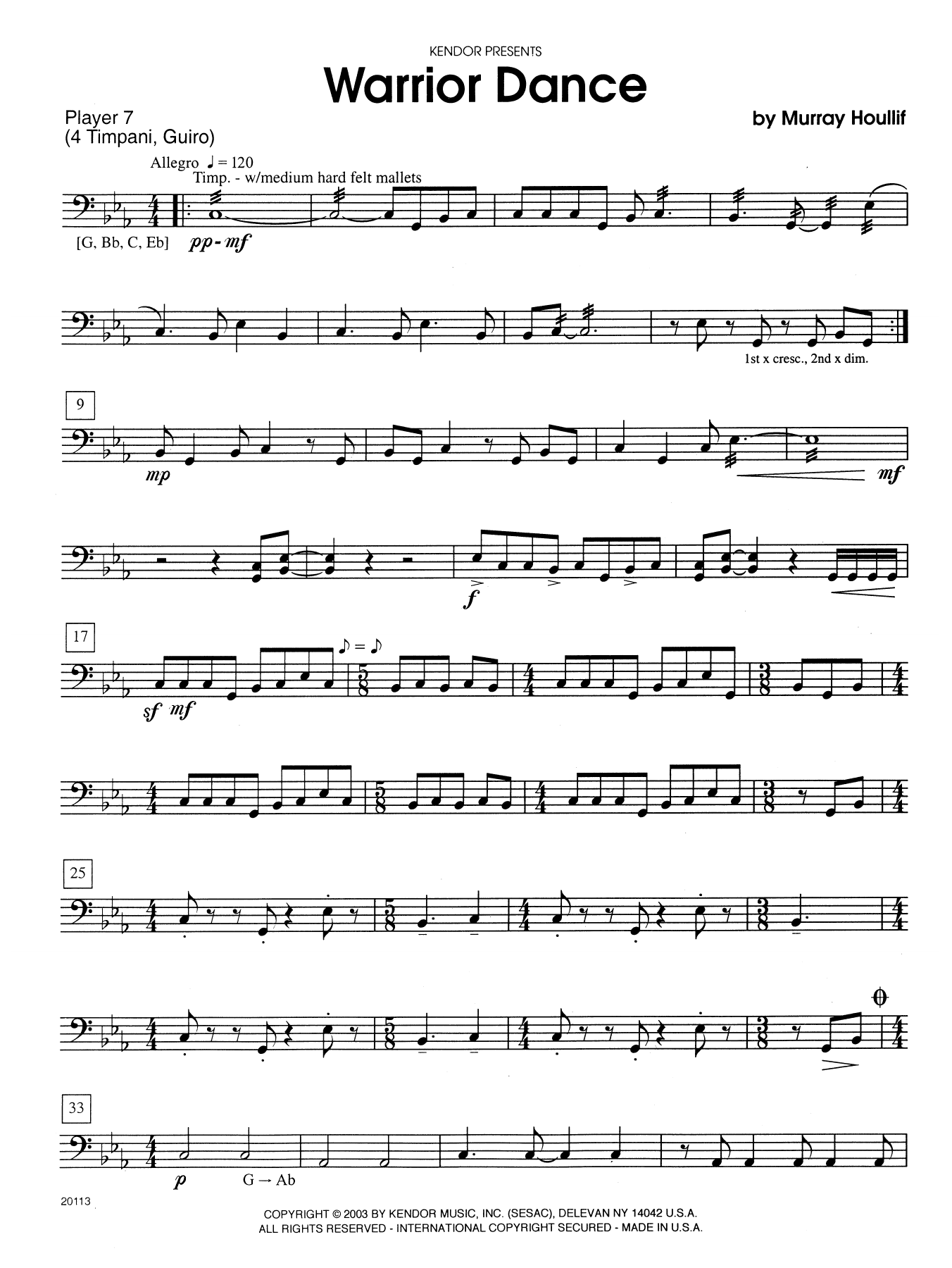 Download Murray Houllif Warrior Dance - Percussion 7 Sheet Music