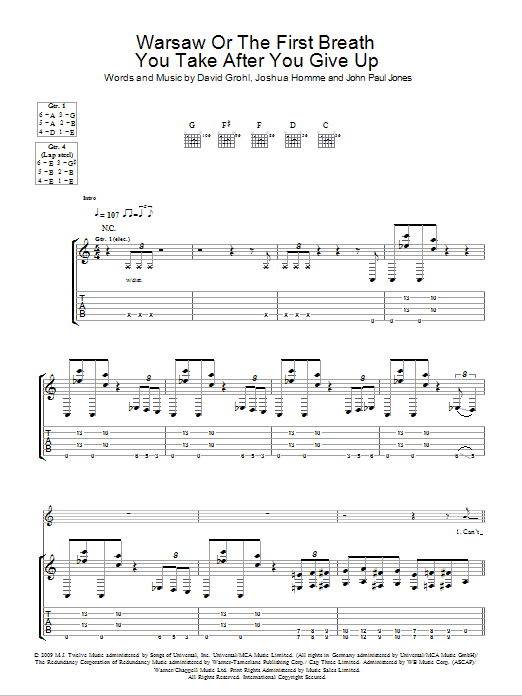 Download Them Crooked Vultures Warsaw Or The First Breath You Take Aft Sheet Music