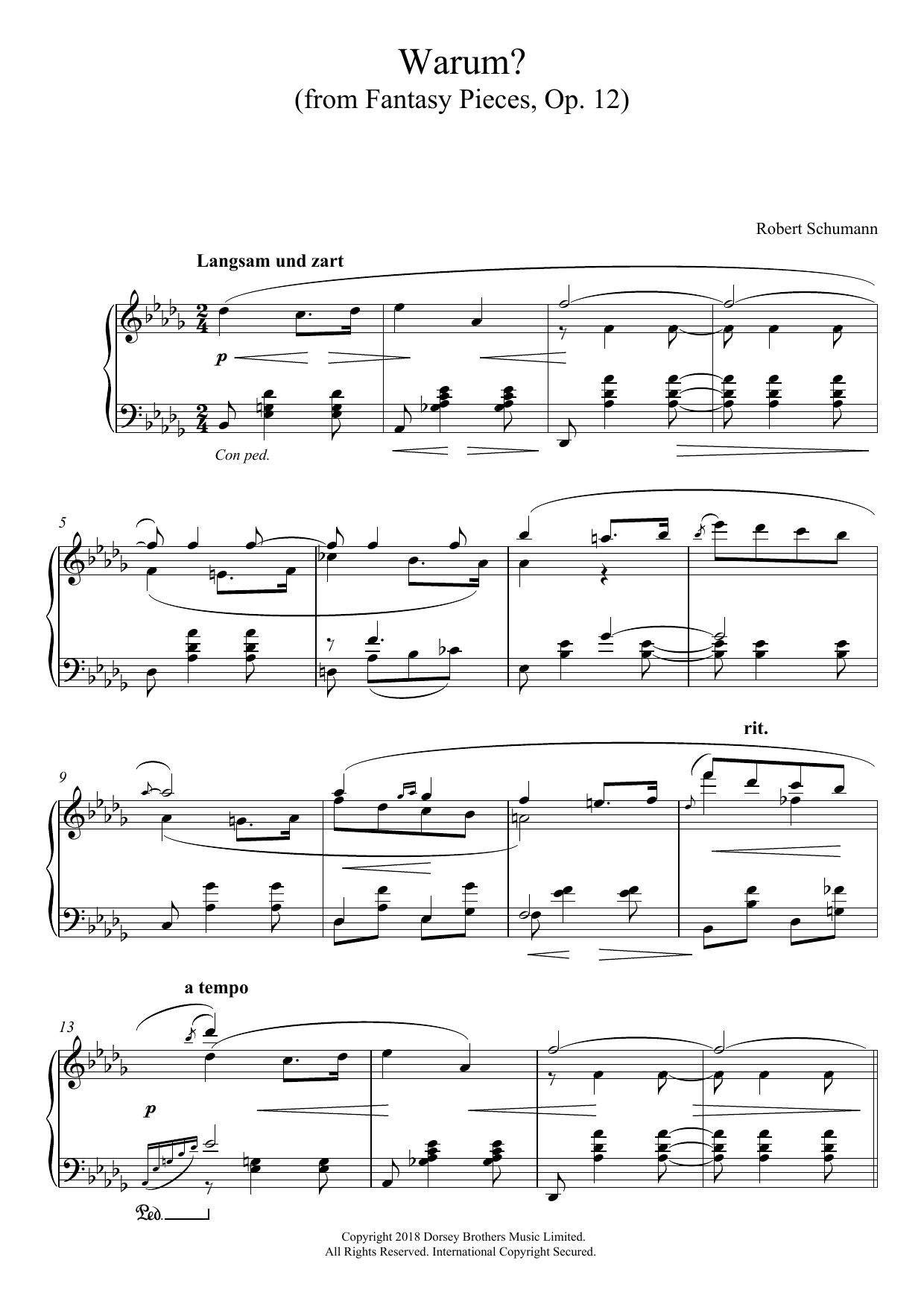 Download Robert Schumann Warum? (From Fantasy Pieces Op. 12) Sheet Music