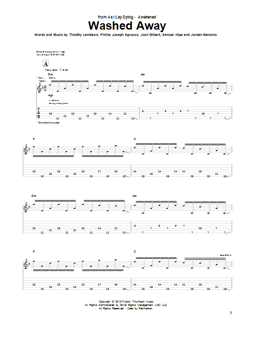 Download As I Lay Dying Washed Away Sheet Music