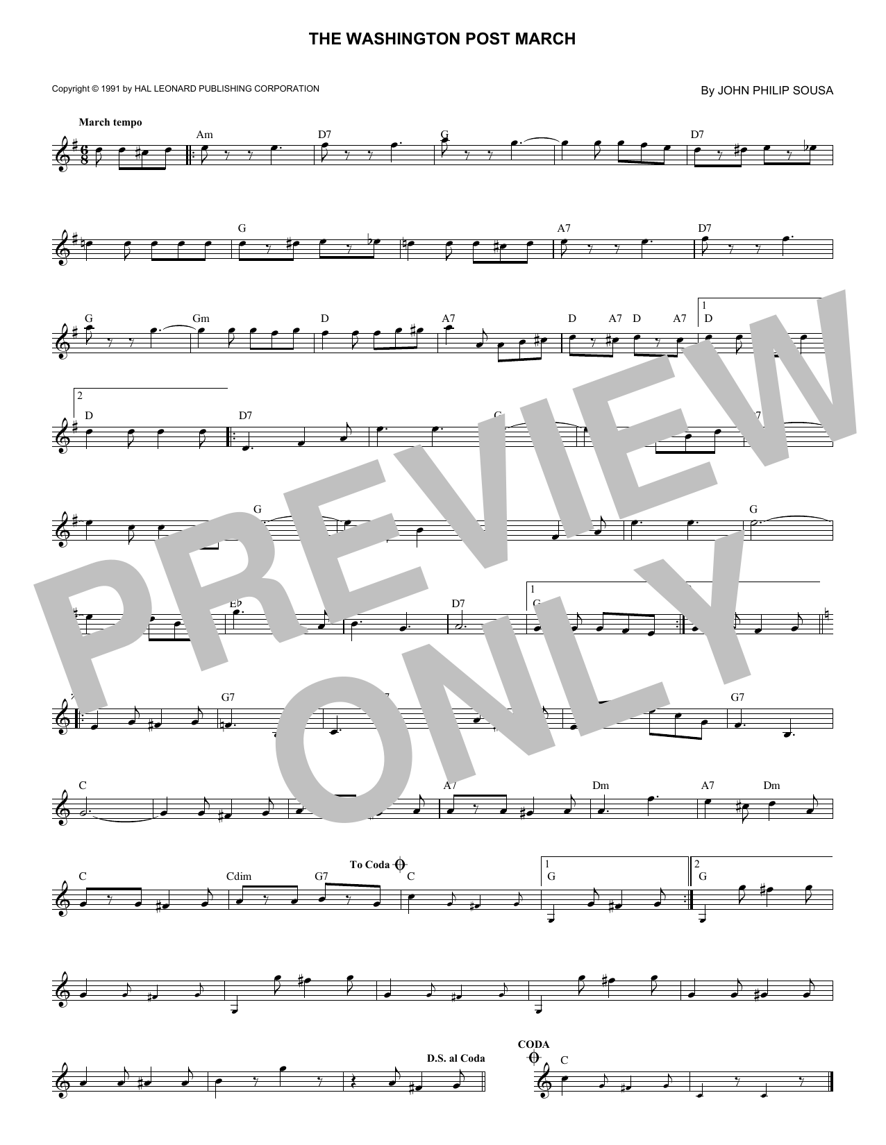 Download John Philip Sousa Washington Post March Sheet Music