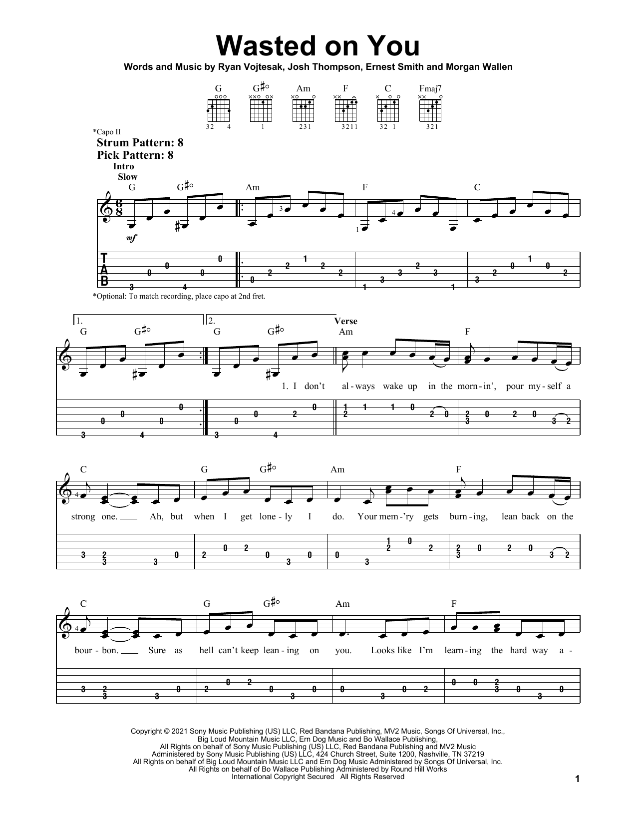 Download Morgan Wallen Wasted On You Sheet Music
