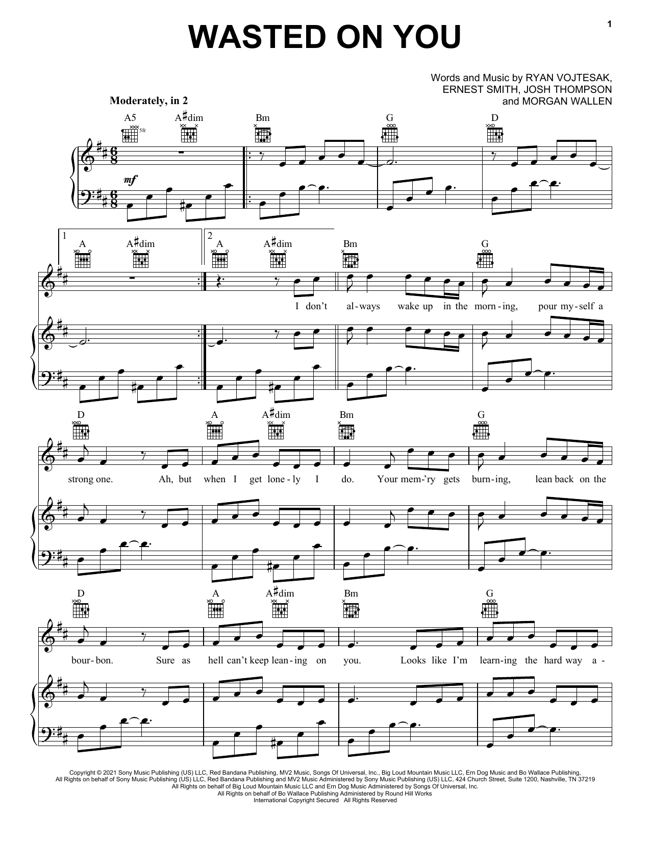 Download Morgan Wallen Wasted On You Sheet Music