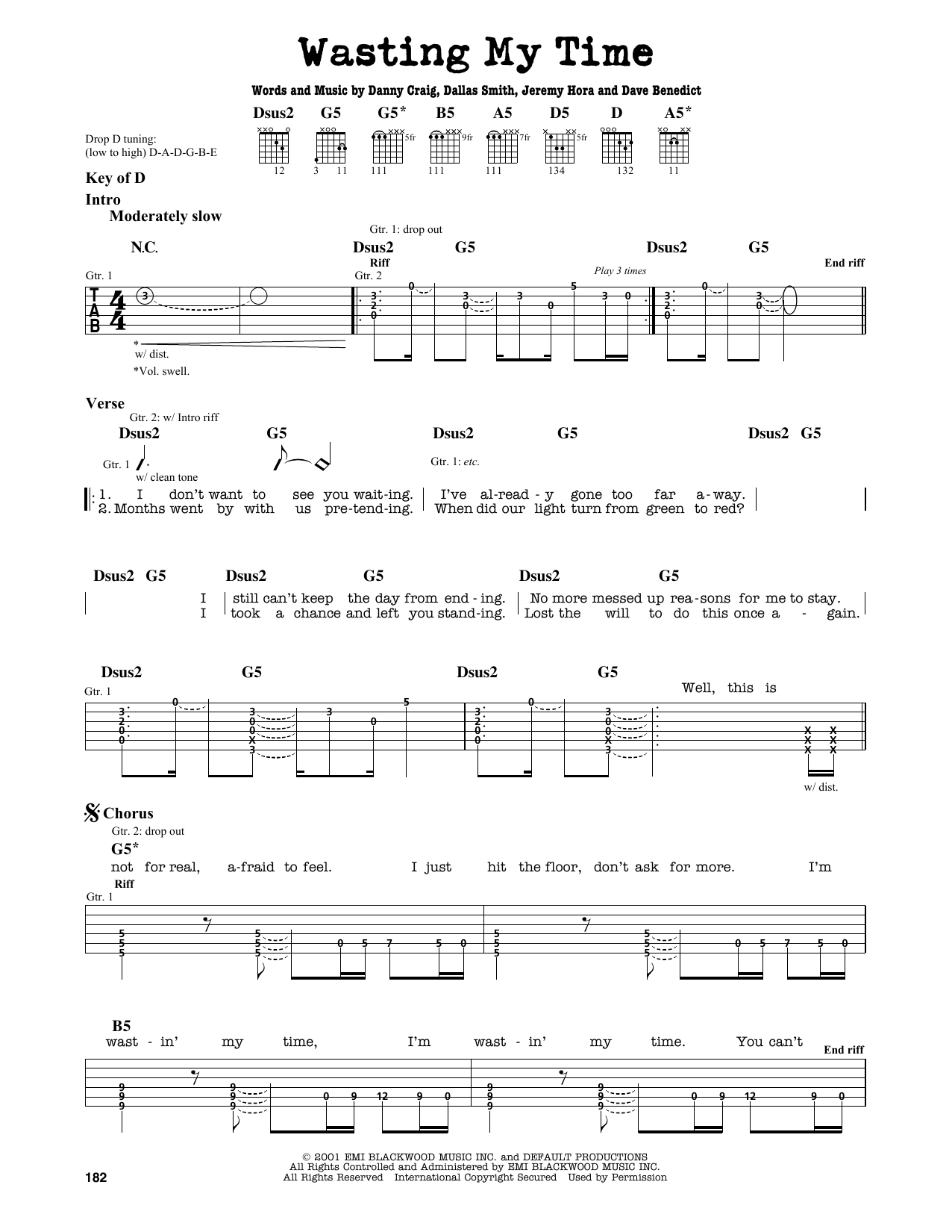 Download Default Wasting My Time Sheet Music