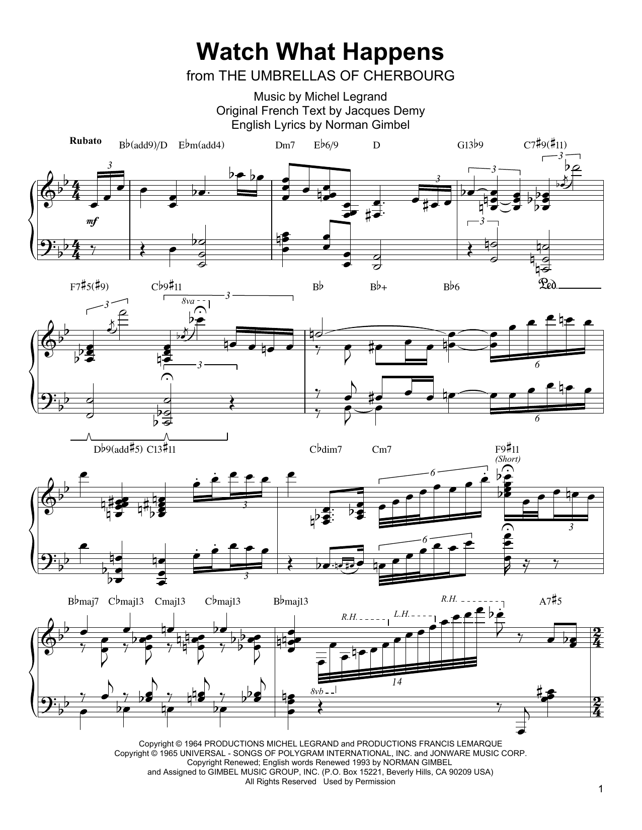 Download Oscar Peterson Watch What Happens Sheet Music