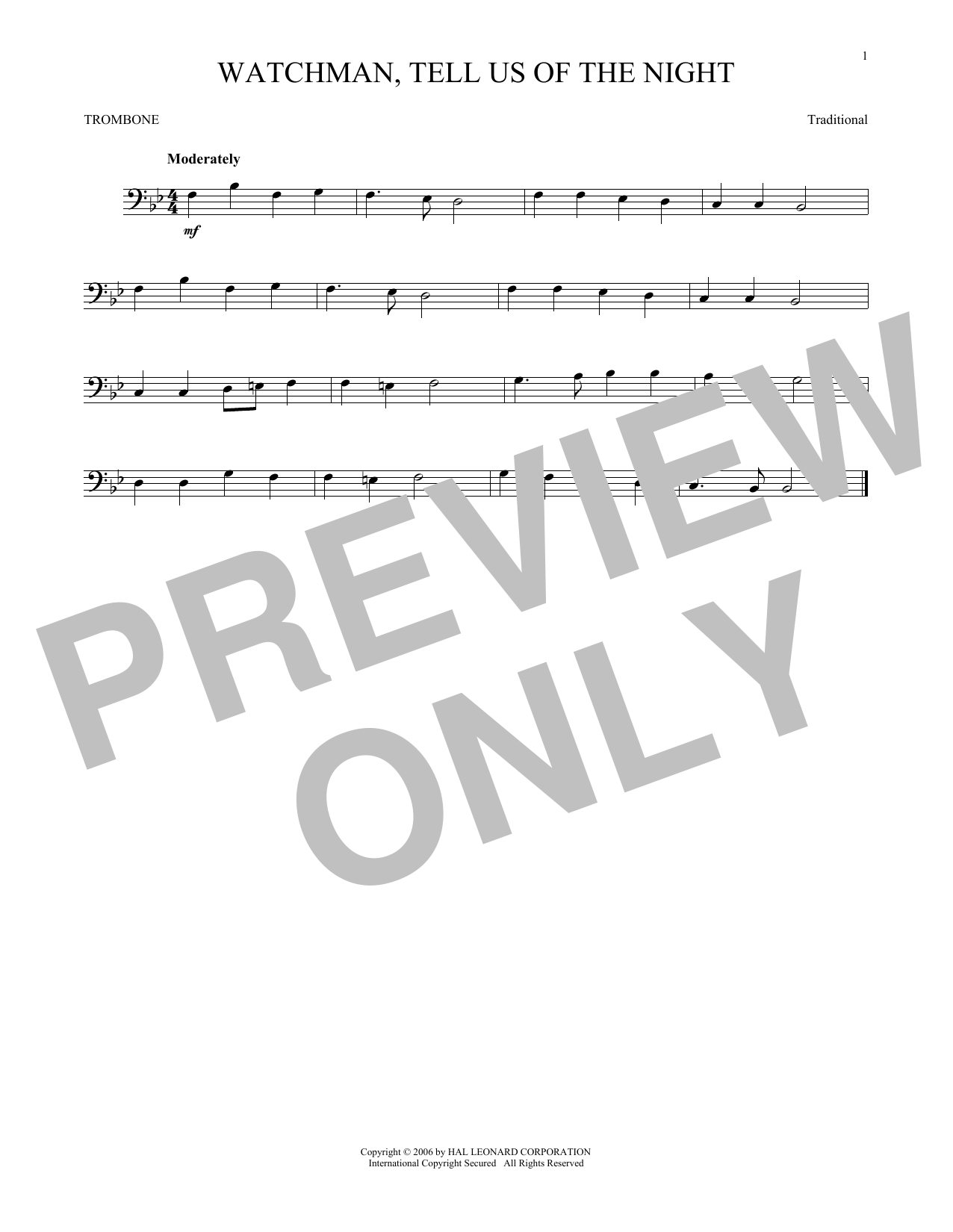 Download Traditional Watchman, Tell Us Of The Night Sheet Music