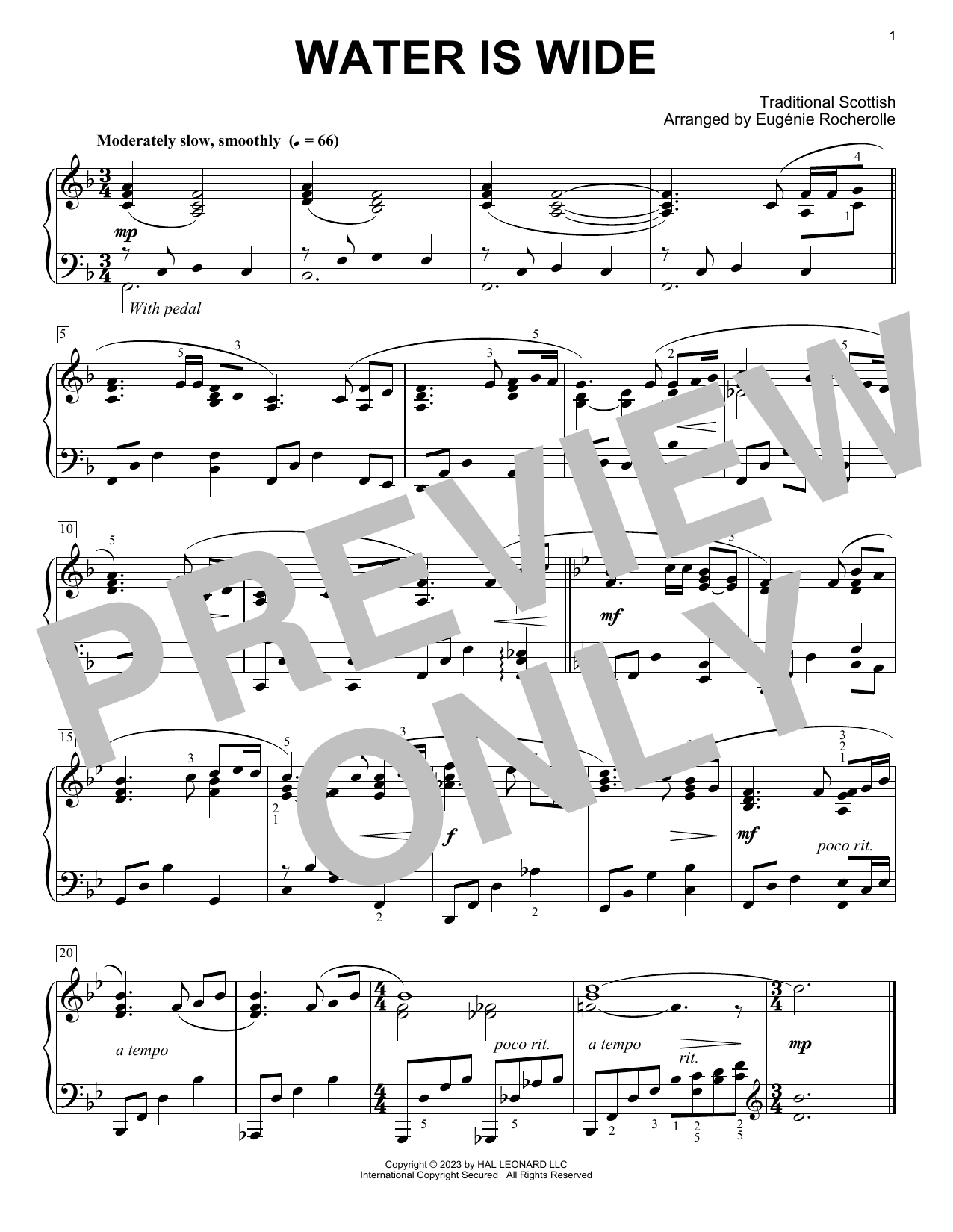 Download Traditional Water Is Wide (arr. Eugénie Rocherolle Sheet Music