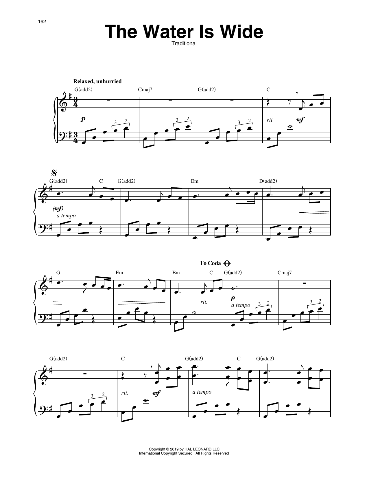 Download Traditional Water Is Wide Sheet Music