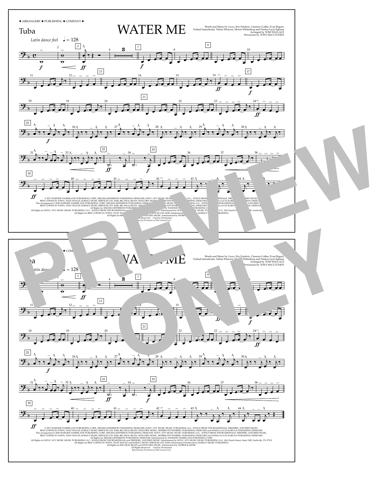 Download Lizzo Water Me (arr. Tom Wallace) - Tuba Sheet Music