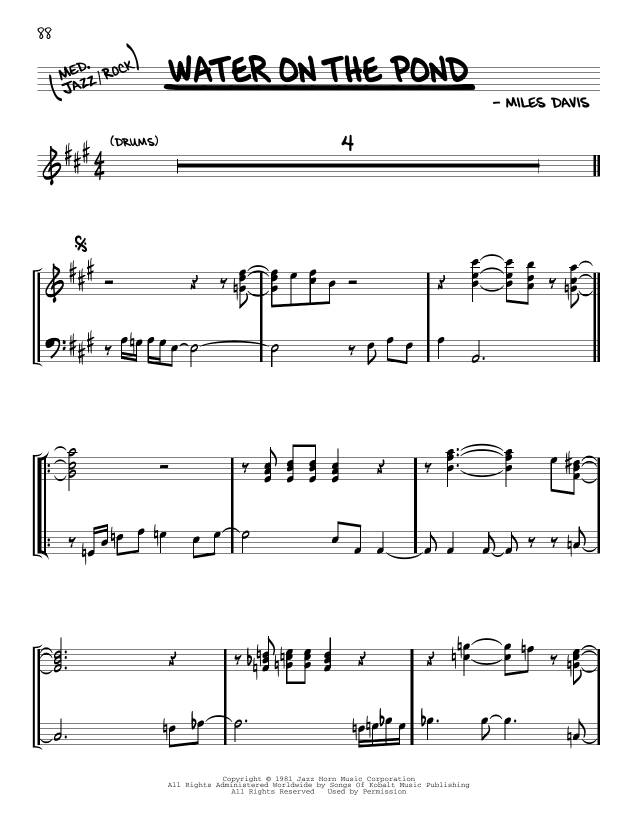 Download Miles Davis Water On The Pond Sheet Music