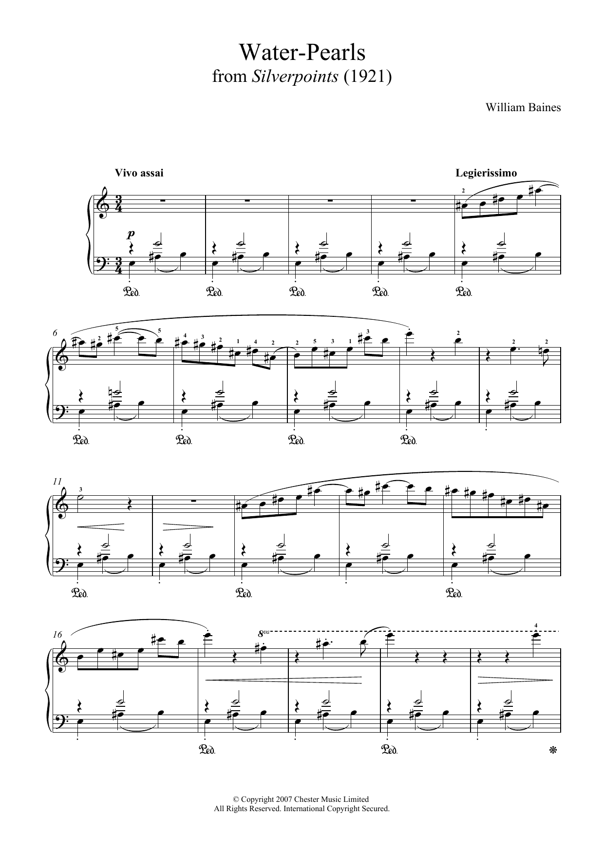 Download William Baines Water-Pearls (From 'Silverpoints') Sheet Music