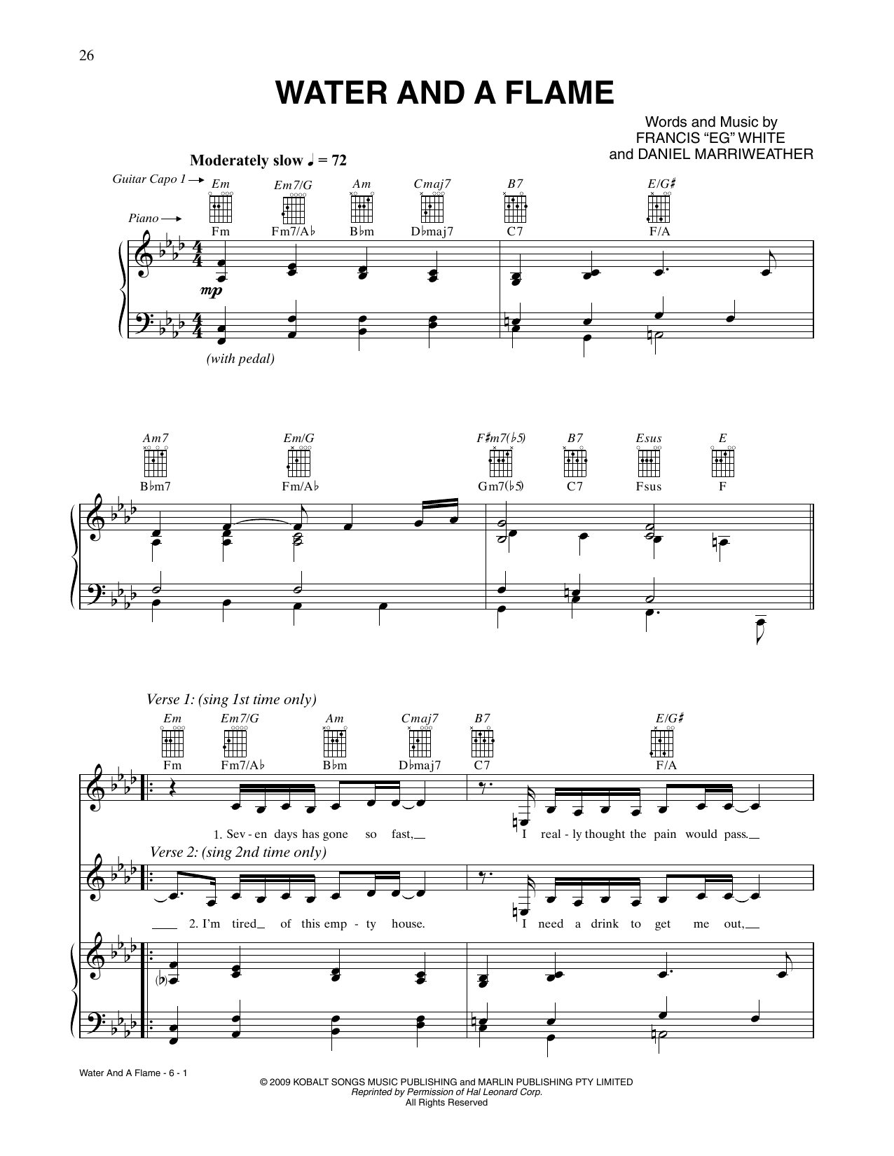 Download CÉLINE DION Water And A Flame Sheet Music