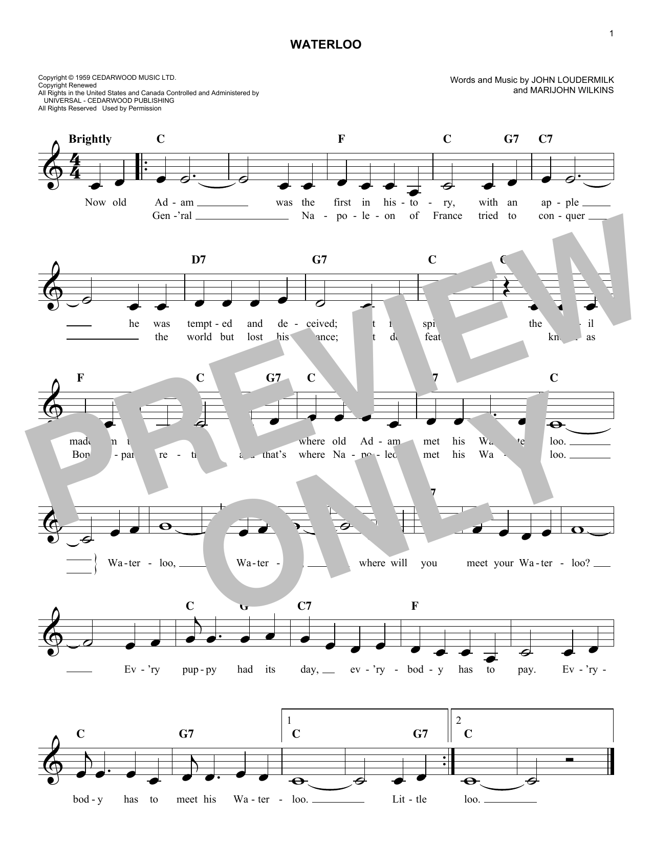 Download Stonewall Jackson Waterloo Sheet Music
