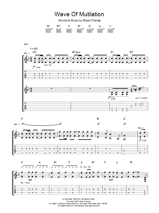 Download The Pixies Wave Of Mutilation Sheet Music