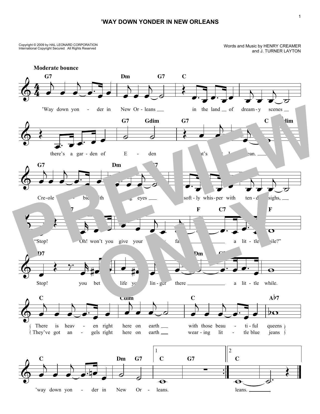 Download Freddy Cannon 'Way Down Yonder In New Orleans Sheet Music