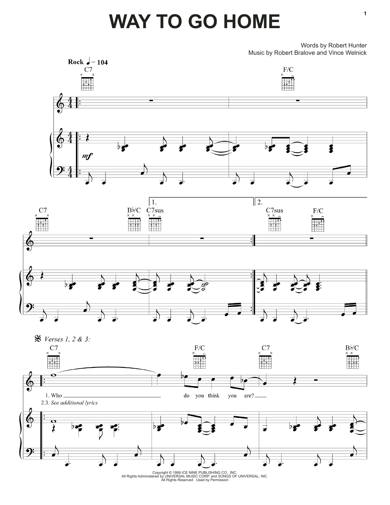 Download Grateful Dead Way To Go Home Sheet Music