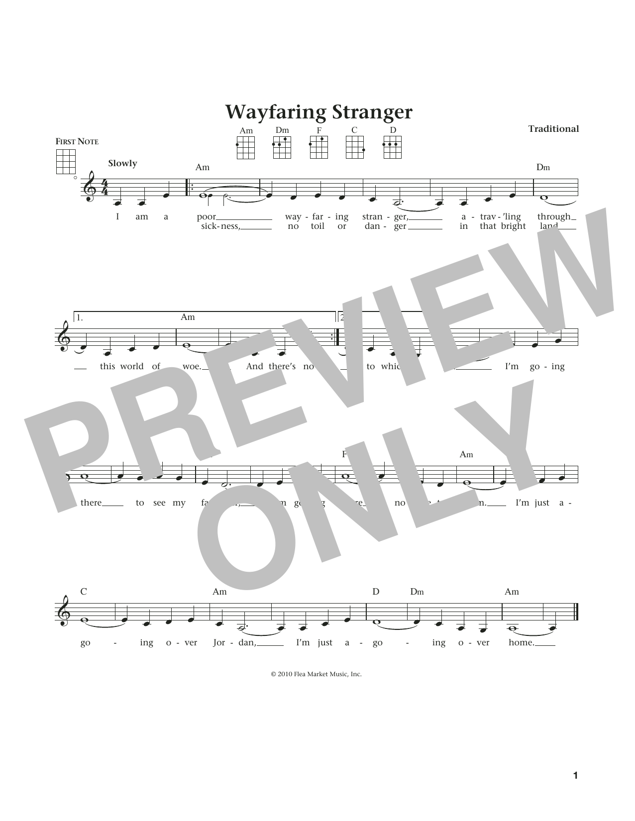 Download Southern American Folk Hymn Wayfaring Stranger (from The Daily Ukul Sheet Music