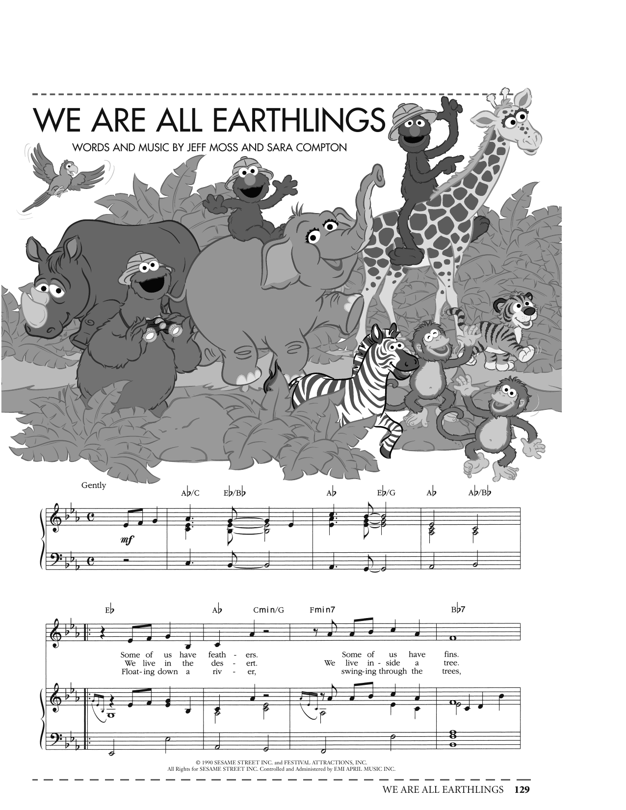 Jeff Moss We Are All Earthlings (from Sesame Street) sheet music notes printable PDF score