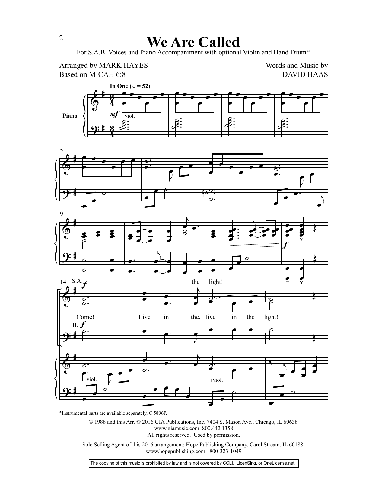 Download David Haas We Are Called Sheet Music