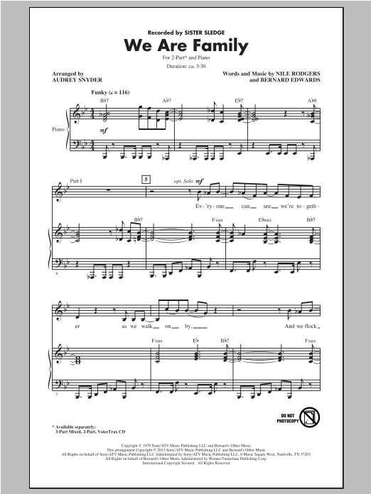 Download Audrey Snyder We Are Family Sheet Music