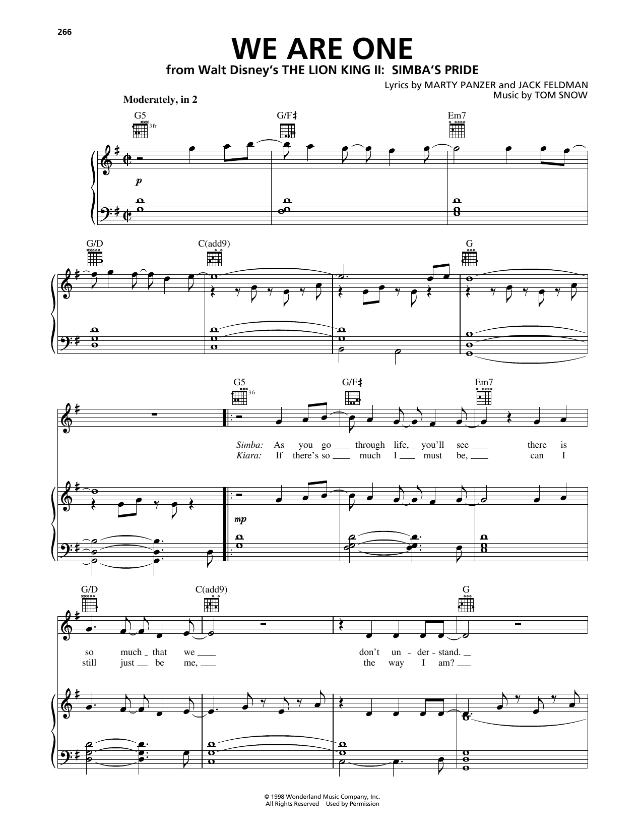 Download Cam Clarke and Charity Sanoy We Are One (from The Lion King II: Simb Sheet Music