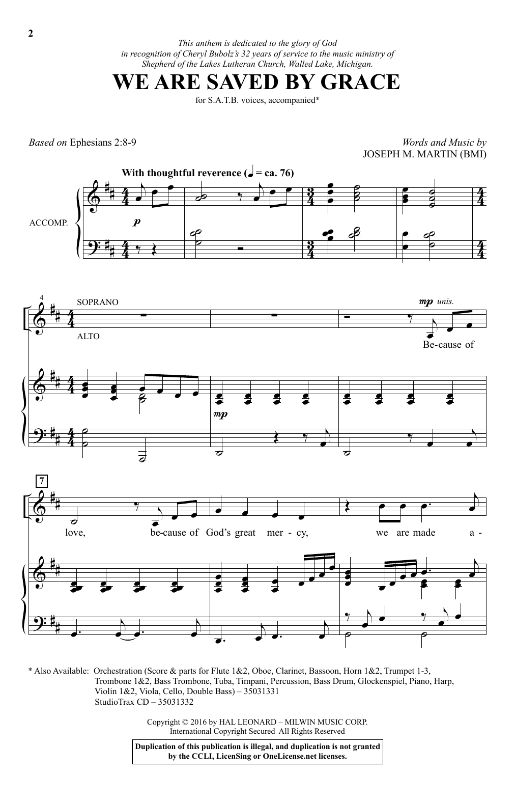 Download Joseph M. Martin We Are Saved By Grace Sheet Music