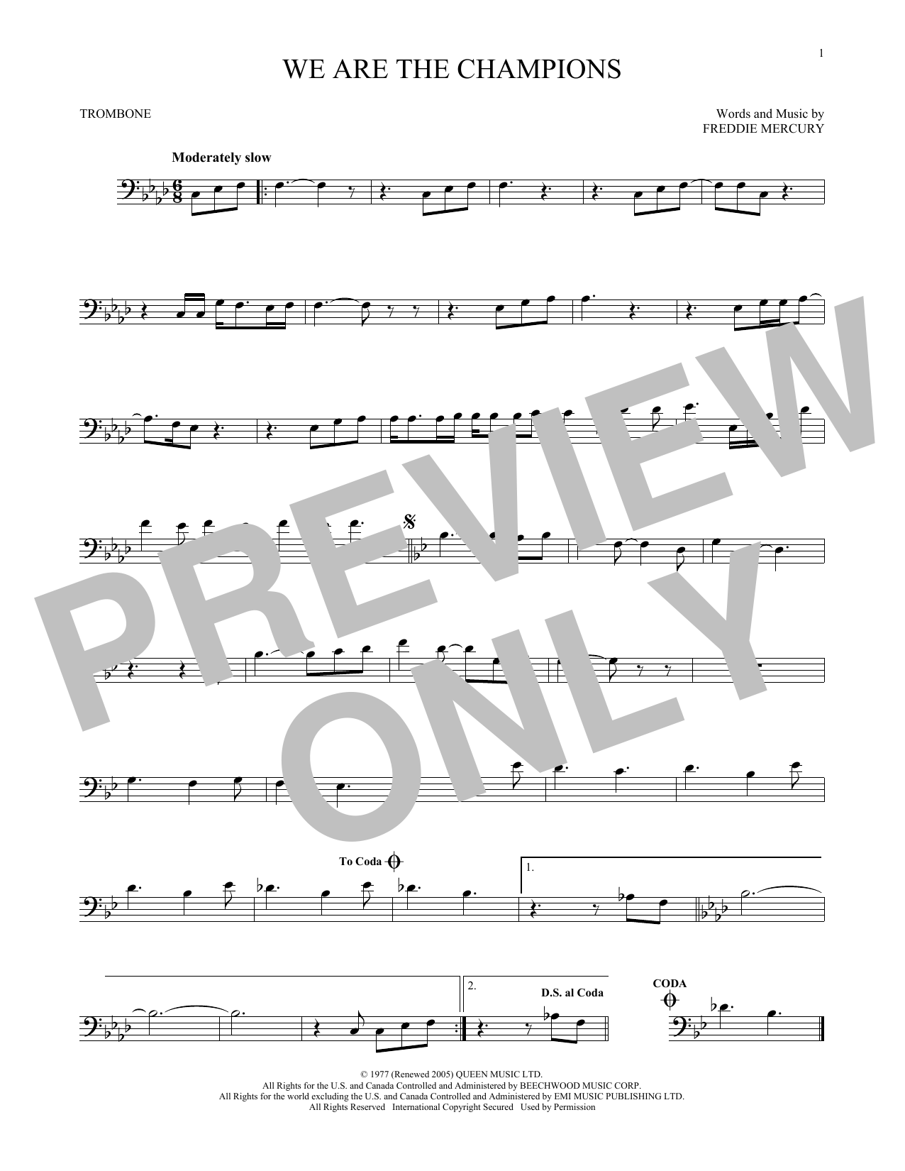 Download Queen We Are The Champions Sheet Music