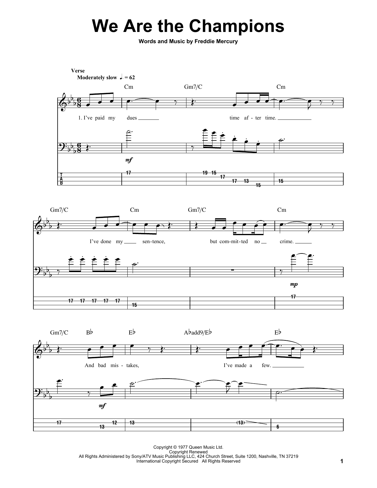 Download Queen We Are The Champions Sheet Music