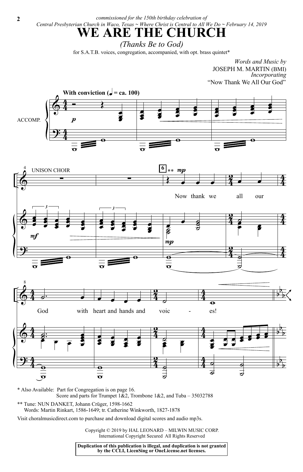 Download Joseph M. Martin We Are The Church (Thanks Be To God) Sheet Music