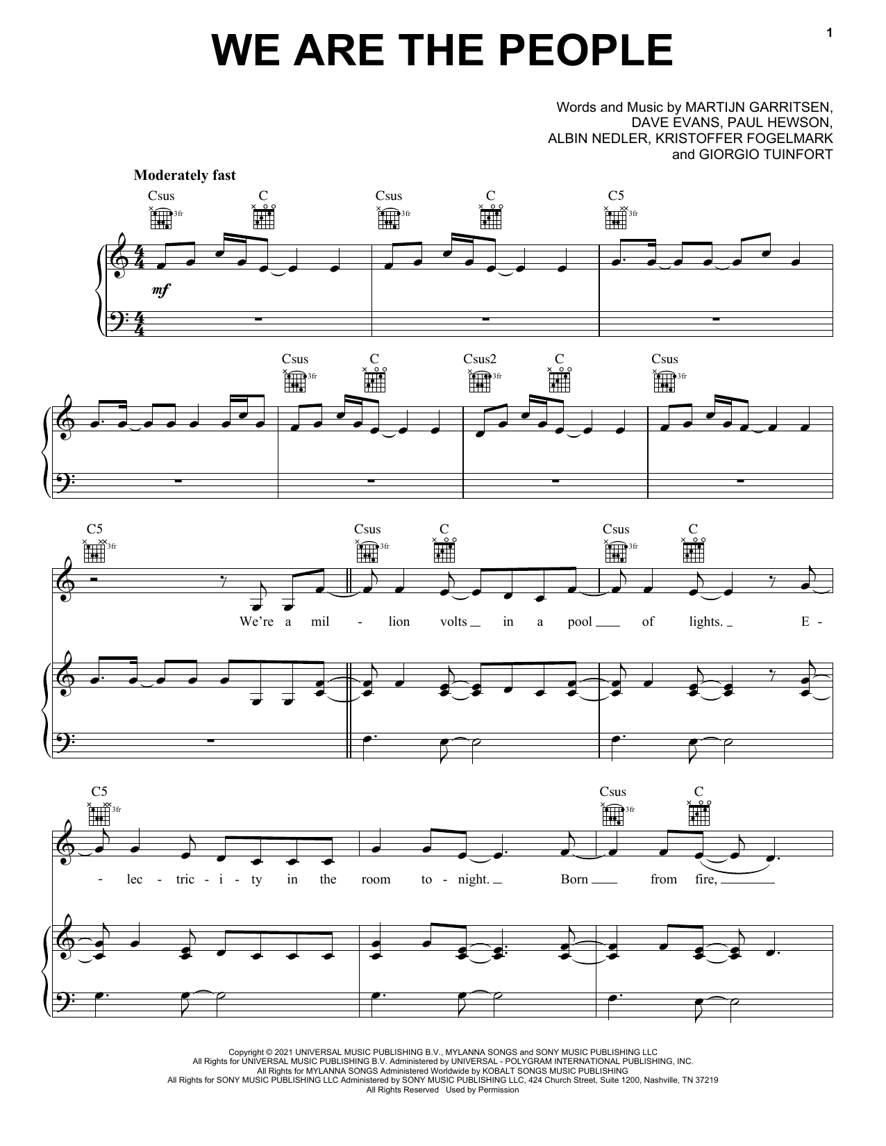 Download Martin Garrix We Are The People (feat. Bono & The Edg Sheet Music