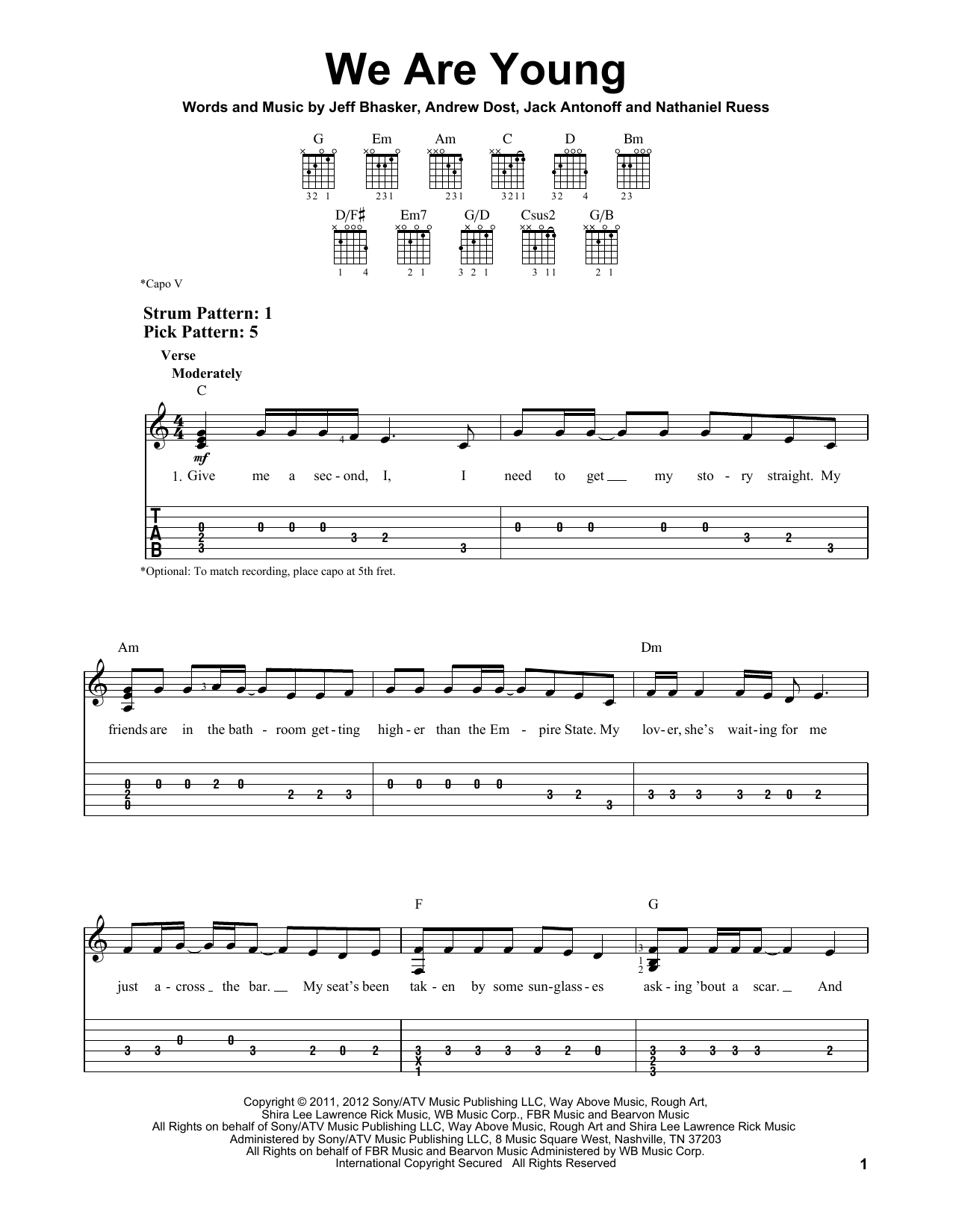 Download fun. We Are Young Sheet Music