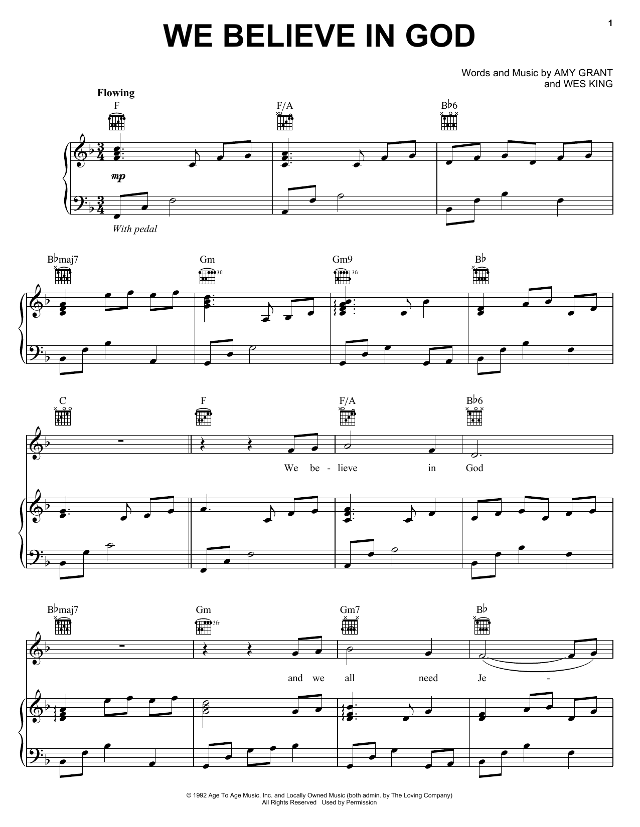 Download Amy Grant We Believe In God Sheet Music