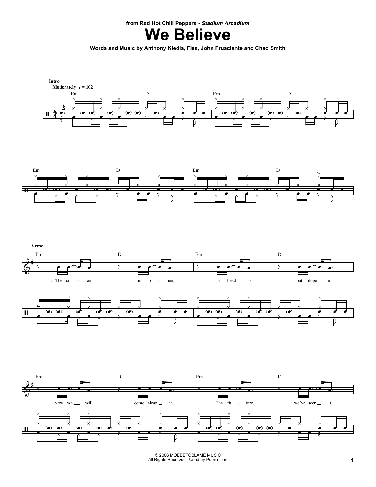 Download Red Hot Chili Peppers We Believe Sheet Music