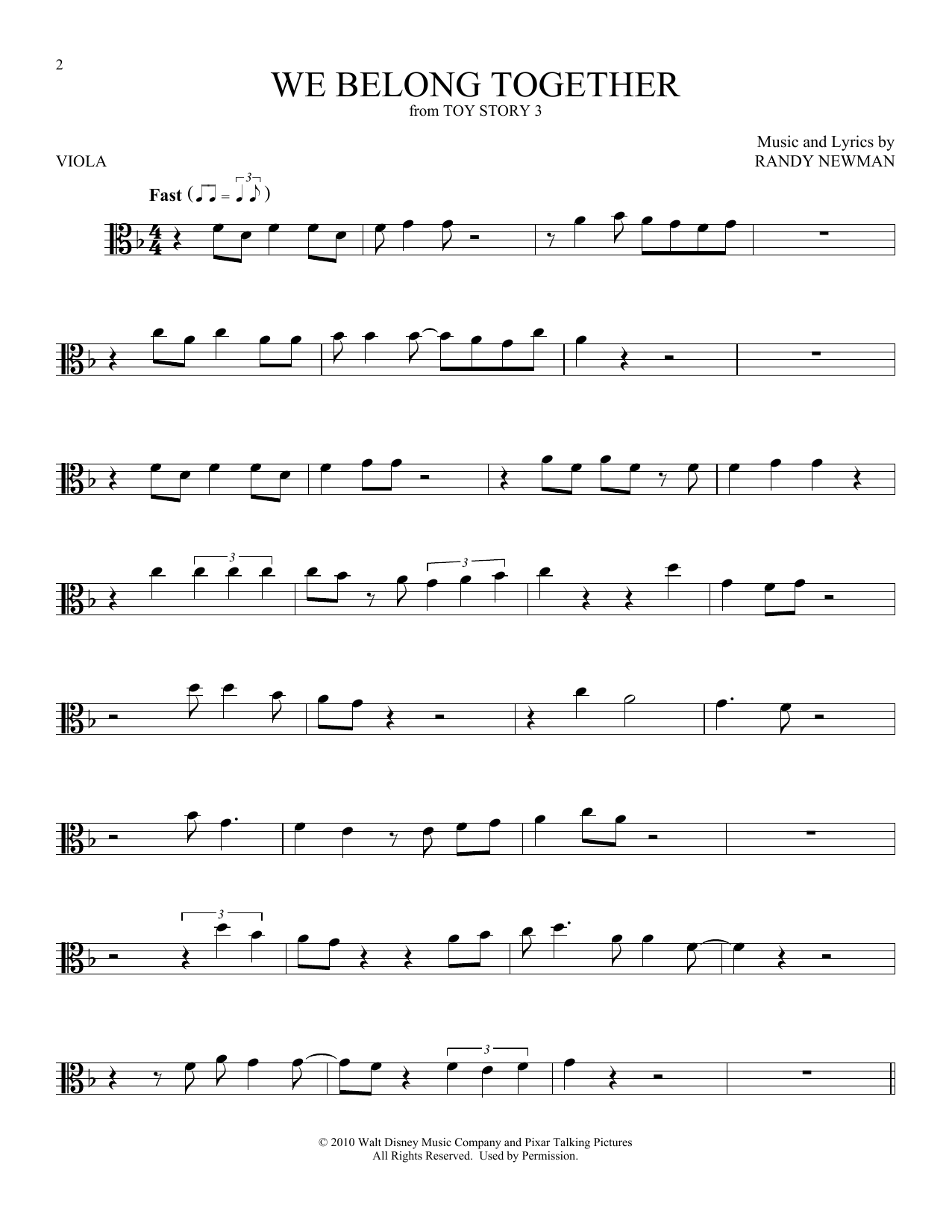 Download Randy Newman We Belong Together (from Toy Story 3) Sheet Music