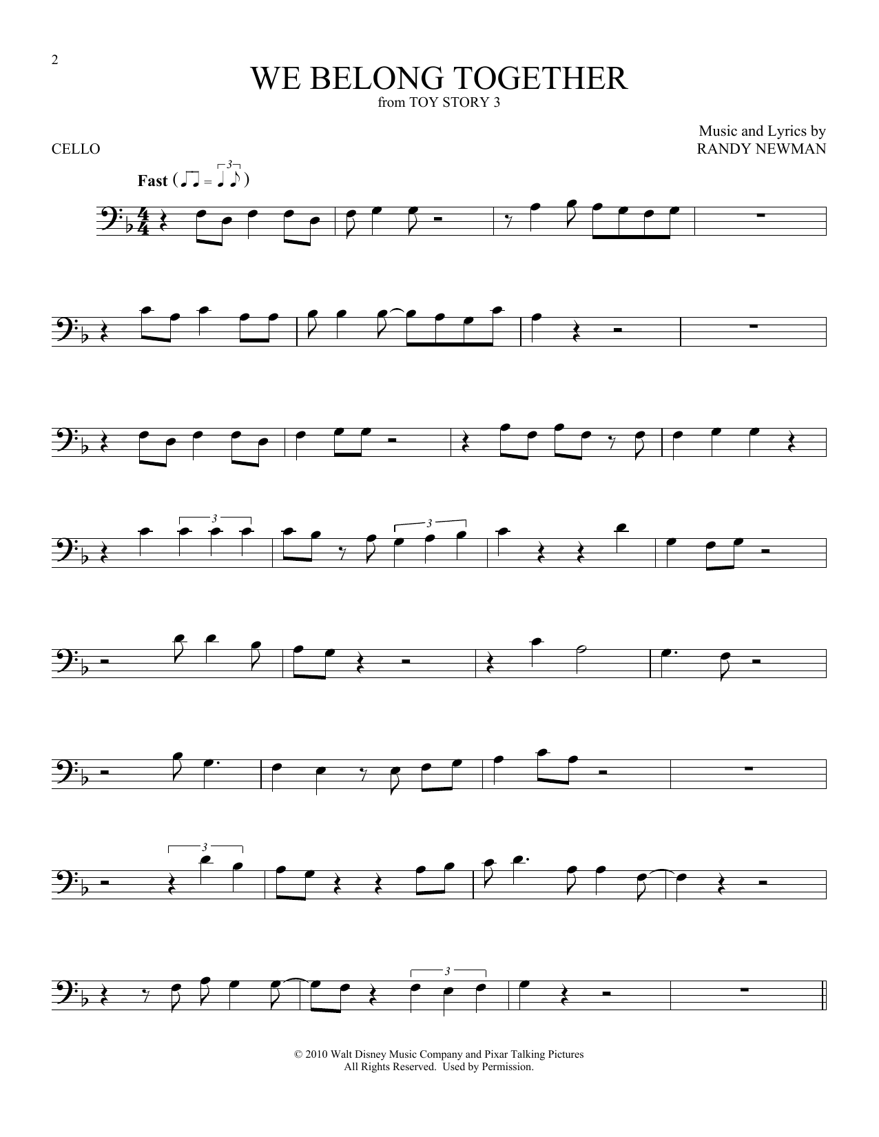 Download Randy Newman We Belong Together (from Toy Story 3) Sheet Music