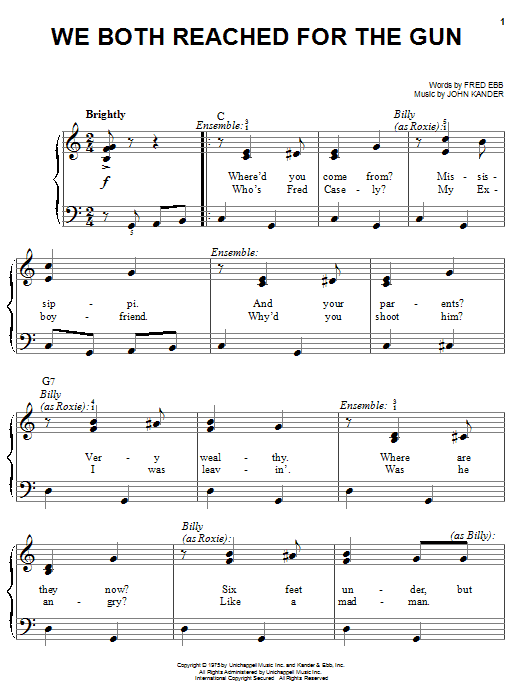 Download Kander & Ebb We Both Reached For The Gun Sheet Music