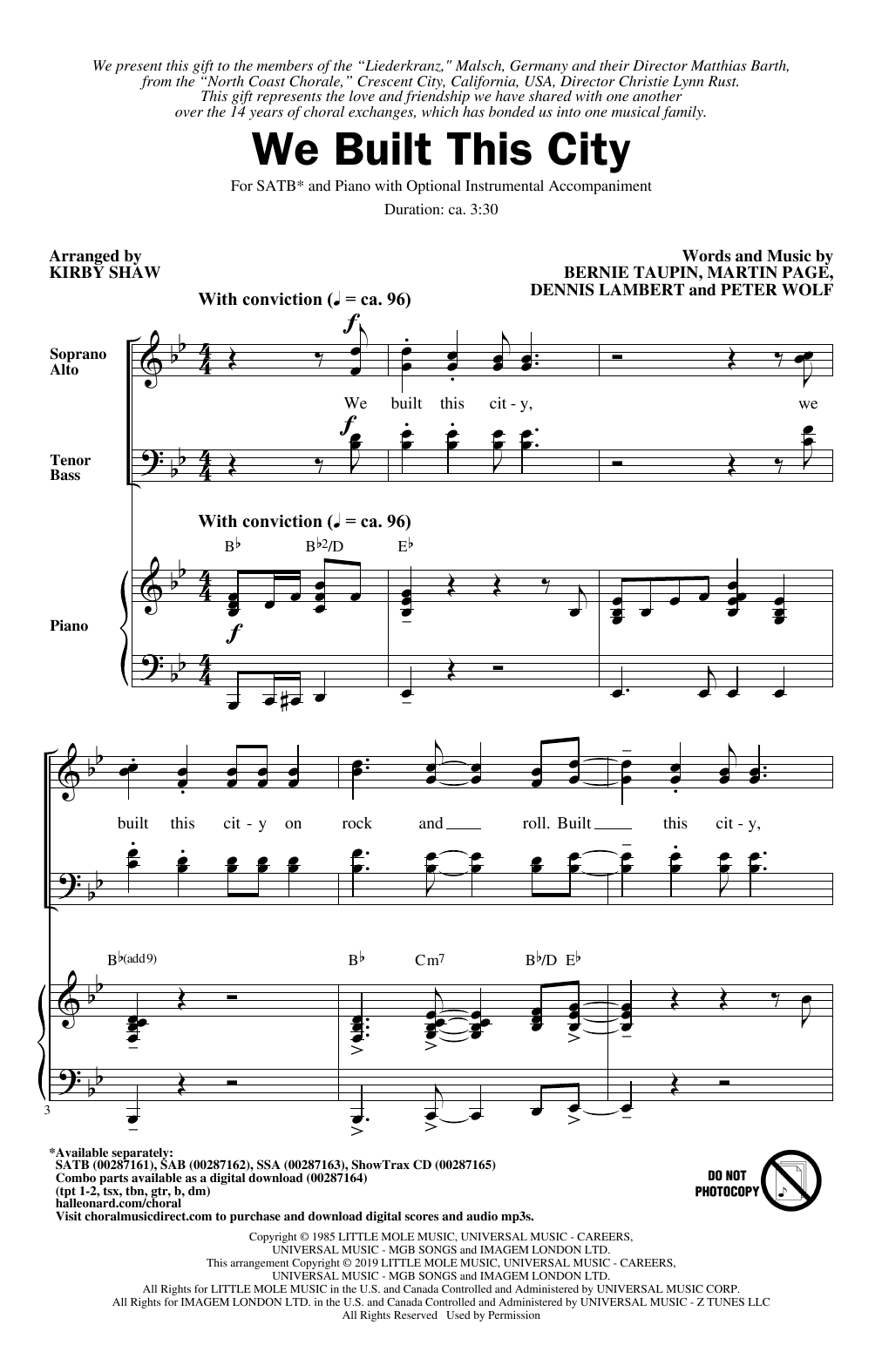Download Starship We Built This City (arr. Kirby Shaw) Sheet Music