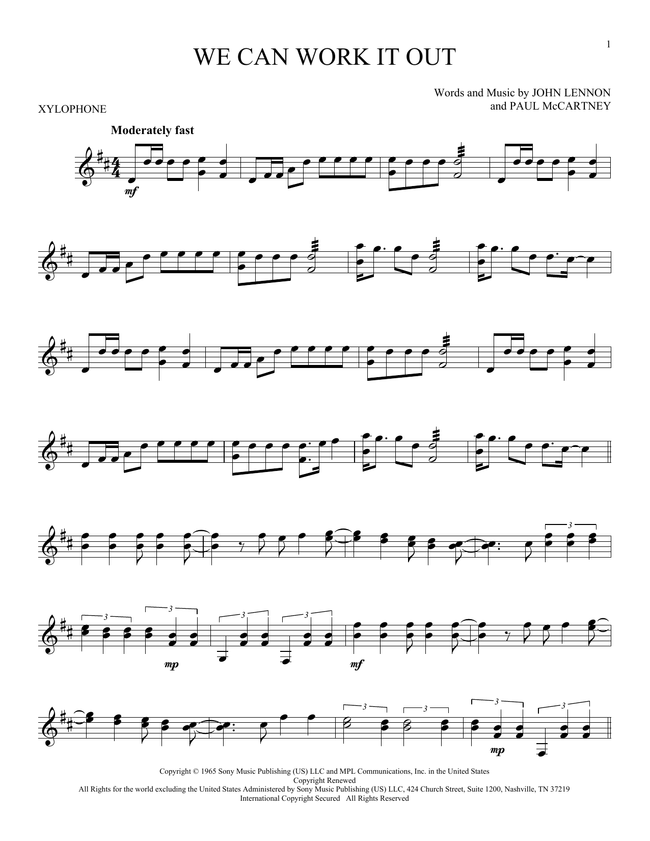 Download The Beatles We Can Work It Out Sheet Music